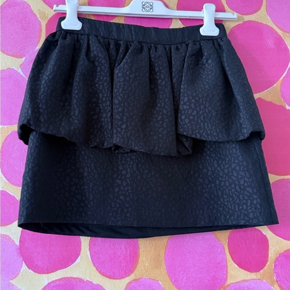 Zara XS Black Textured Ruffle Mini Skirt